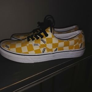 Yelllow/white checker Vans NwOT